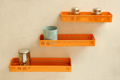 

Logam Metal Orange ( Set of Three) Iron Wall Shelf(Number of Shelves - 3, Orange)