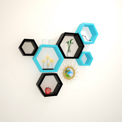 

Decoration Shop MDF Wall Shelf(Number of Shelves - 6, Black, Blue)