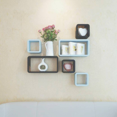 

VAS Collection Home Wooden Wall Shelf(Number of Shelves - 6, Blue, Black)