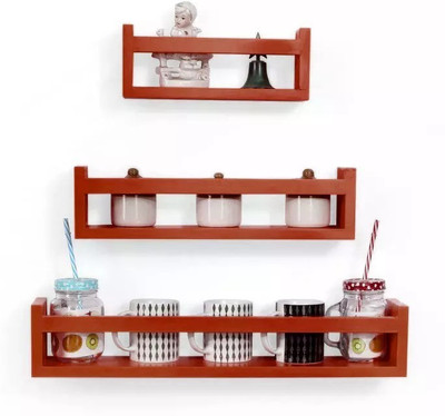 

Onlineshoppee Wall Decor Multipurpose MDF Wall Shelf(Number of Shelves - 3, Brown)