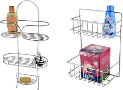 

Kitchen Design Aura Combo Of Bathroom Shelf & Detergent Holder Stainless Steel Wall Shelf(Number of Shelves - 5)