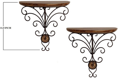 

Craftsman Combo/Pair Of Folding (Heavy Iron) Beautiful Wood & Wrought Iron Fancy Big Wall Bracket/Shelve For Living Room Decoration Wooden, Iron Wall Shelf(Number of Shelves - 1, Black, Brown)