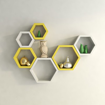 

Usha Furniture Wooden Wall Shelf(Number of Shelves - 6, Yellow, White)