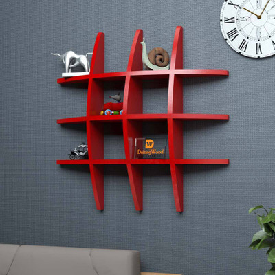

DriftingWood Globe Shape Mounted Rack Shelves/Shelf High Quality Wooden Home Decor Wall Shelf Wooden Wall Shelf(Number of Shelves - 6, Red)