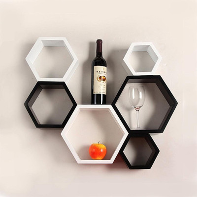 

Encore Decor Hexagon Shelf MDF Wall Shelf(Number of Shelves - 6, Black, White)