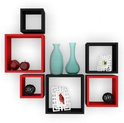 

Decorhand MDF Wall Shelf(Number of Shelves - 6, Black, Red)