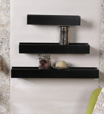 

Onlineshoppee Rectangular MDF Wall Shelf(Number of Shelves - 3, Black)