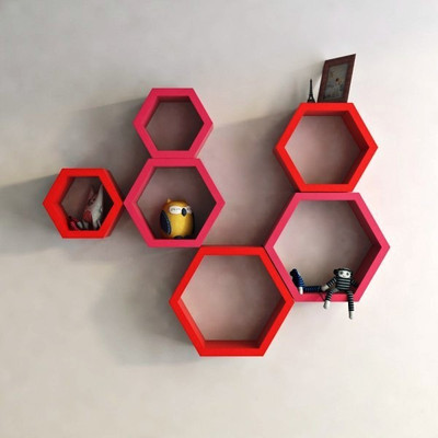

Ganeshaas Gphxd023pr Red N Pink Beehive Hexagon Floating MDF Wall Shelf(Number of Shelves - 6, Pink, Red)