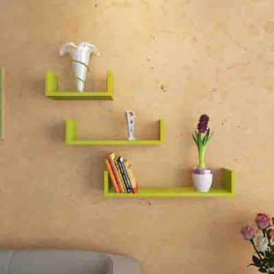

Onlineshoppee Wooden Wall Shelf(Number of Shelves - 3, Green)