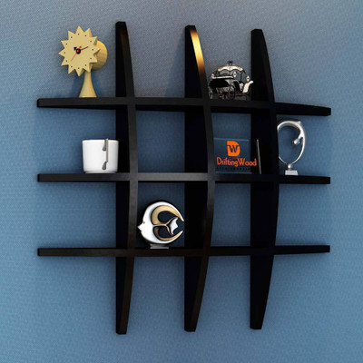 

DriftingWood Globe Shape Mounted Rack Shelves/Shelf High Quality Wooden Home Decor Wall Shelf Wooden Wall Shelf(Number of Shelves - 6, Black)