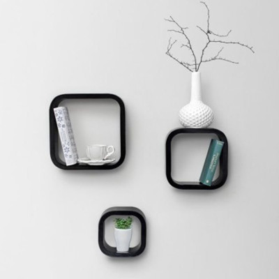 

Onlineshoppee Fancy Cube Wooden Wall Shelf(Number of Shelves - 3, Black)
