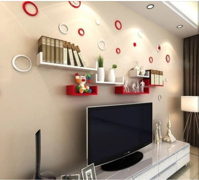 

Onlineshoppee Wooden Handicraft Wall Decor Designer Wall Shelf Pack of 6 Red & White combo Wooden Wall Shelf(Number of Shelves - 6, Red, White)