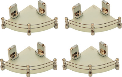 

RoyaL Indian Craft 8 By 8 Inch Full Frosted (Pack of 4) Glass Wall Shelf(Number of Shelves - 4, White, Beige)