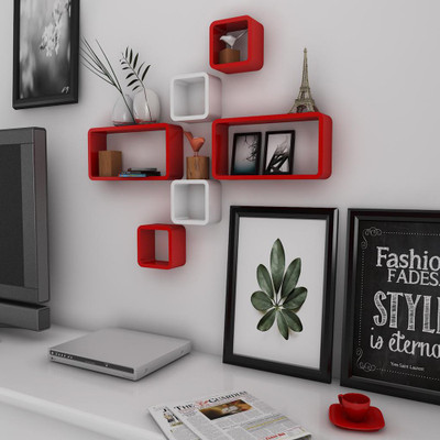 

MAMTA HANDICRAFT MA02 MDF Wall Shelf(Number of Shelves - 6, Red, Black)