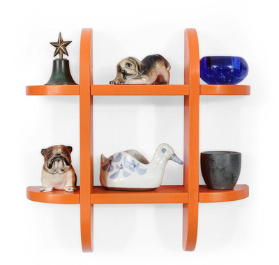 

Onlineshoppee Handicrafted Design Wooden Wall Shelf(Number of Shelves - 2, Orange)