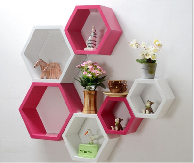 

Decor India Craft MDF Wall Shelf(Number of Shelves - 6, White, Pink)