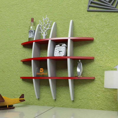 

DriftingWood Globe Shape Mounted Rack Shelves/Shelf High Quality Wooden Home Decor Wall Shelf Wooden Wall Shelf(Number of Shelves - 6, Red, White)