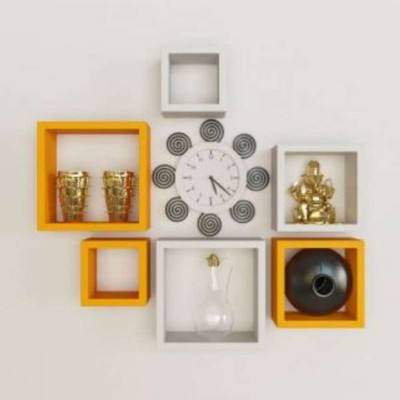 

Ganeshaas GHWSDS008YW Yellow White Square MDF Wall Shelf(Number of Shelves - 6, Yellow, White)
