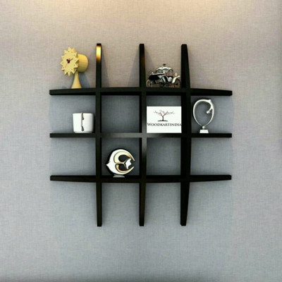 

MartCrown Net Shaped Wooden Wall Shelf(Number of Shelves - 3, Black)