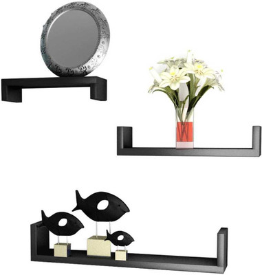 

Woodkartindia U Rack Wooden Wall Shelf(Number of Shelves - 3, Black)