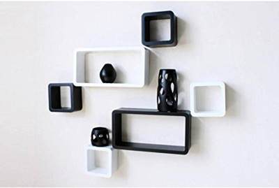 

Onlineshoppee Cube Shape Floating Wool Wall Shelf(Number of Shelves - 6, Black, White)