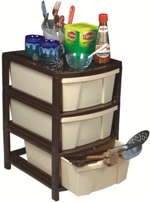 

Joyman Plastic Wall Shelf(Number of Shelves - 3, Brown)