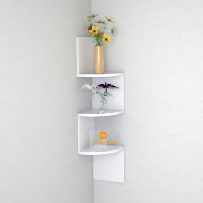

DriftingWood Corner Zigzag Mounted Floating Rack Shelves/Shelf High Quality Wooden Home Decor Wall Shelf Wooden Wall Shelf(Number of Shelves - 3, White)