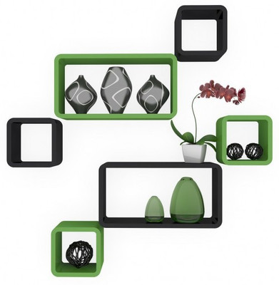 

Usha Furniture Wooden Wall Shelf(Number of Shelves - 6, Black, Green)