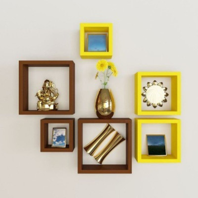 

Onlineshoppee Wooden Wall Shelf(Number of Shelves - 6, Yellow)