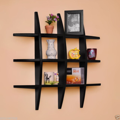 

Decorhand Wooden Wall Shelf(Number of Shelves - 12, Black)