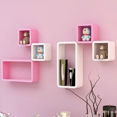 

The New Look Wooden Wall Shelf(Number of Shelves - 6, White, Pink)
