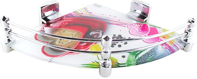 

RoyaL Indian Craft Hard PVC Bracket 8 by 8 Inch Heart printed Glass Wall Shelf(Number of Shelves - 1, Multicolor)