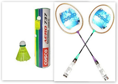 

Cosco CB-120 and Aero 737 Nylon Shuttle Cock Multicolor, Pink, Red, Black Strung Badminton Racquet(G5 - 3 Inches, 300 g), Black;multicolor;pink;red