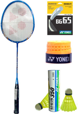 

Yonex New Series GR777 Racket+Mavis 350 Shuttlecock Pack of 6pc+Etec902+BG65 Blue Strung Badminton Racquet(G4 - 3.25 Inches, 90 g)