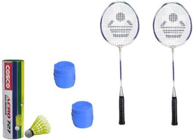 

Cosco CB-89 Badminton Kit- ( 2 Racket, 2 Grip, Aero 727 Nylon Shuttle Cock- Pack of 6 ) Multicolor Strung Badminton Racquet(G5 - 3 Inches, 260 g)