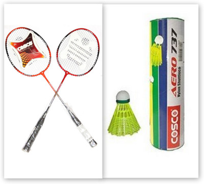 

Cosco CB-95 and Aero 737 Nylon Shuttle Cock Multicolor, Black, Red, Pink Strung Badminton Racquet(G5 - 3 Inches, 300 g), Black;multicolor;pink;red