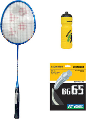 

Yonex New Series GR777 Racket + BG65 String+Sipper Blue Strung Badminton Racquet(G4 - 3.25 Inches, 90 g)