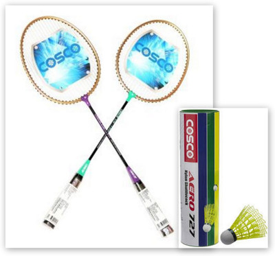 

Cosco CBX-450 and Aero 727 Nylon Shuttle Cock Multicolor, Pink, Red, Black, Yellow Strung Badminton Racquet(G5 - 3 Inches, 300 g), Black;multicolor;pink;red;yellow