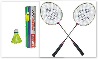 

Cosco CB-150E and Aero 737 Nylon Shuttle Cock Multicolor, Pink, Red, Black Strung Badminton Racquet(G4 - 3.25 Inches, 300 g), Black;multicolor;pink;red