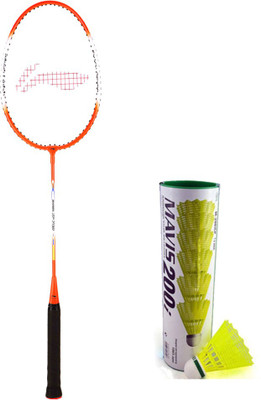 

Li-Ning XP 709 Badminton Racket + 1 Mavis 200i Shuttlecock (Pack of 6 pc) Orange Strung Badminton Racquet(G4 - 3.25 Inches, 90 g)
