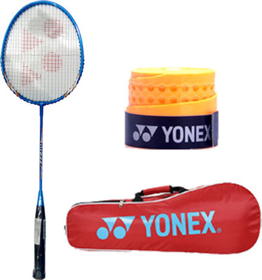 

Yonex New Series GR777 Racket + Etec902 Grip+Kit Bag Blue Strung Badminton Racquet(G4 - 3.25 Inches, 90 g)