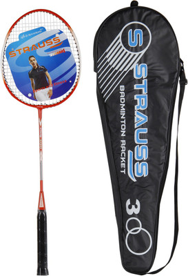 

Strauss Power 300 Badminton Racquet, Pack of 1 with Cover (Black/Red) Black, Red Strung Badminton Racquet(G4 - 3.25 Inches, 490 g)