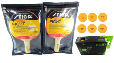 

Stiga Fight & Cup Kit with Covers Red, Black Table Tennis Racquet(Weight - 150 g), Black;red