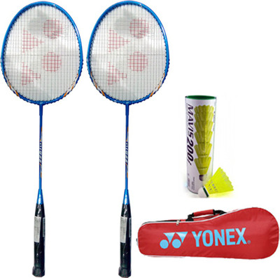 

Yonex New Series GR777 Racket + Mavis 200i Shuttlecock Pack of 12pc + Kit Bag Blue Strung Badminton Racquet(G4 - 3.25 Inches, 180 g)