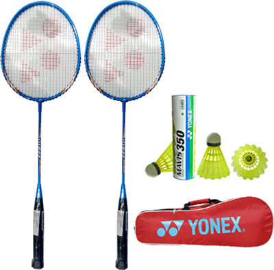 

Yonex New Series GR777 Racket + Mavis 350 Shuttlecock Pack of 6pc + Kit Bag Blue Strung Badminton Racquet(G4 - 3.25 Inches, 180 g)