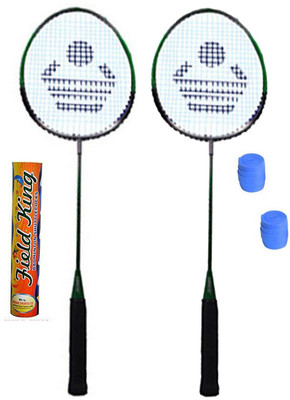 

Cosco CB-110 Badminton Kit- ( 2 Racket, 2 Grip and Field King Shuttle Cock- Pack of 10 ) Multicolor Strung Badminton Racquet(G5 - 3 Inches, 260 g)