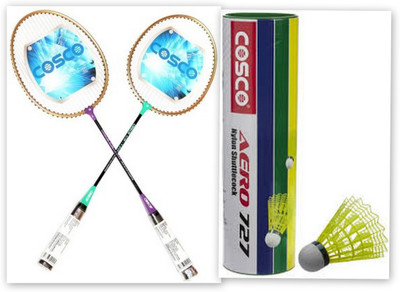 

Cosco cb-110 and aero 727 nylon shuttle cock Multicolor, Pink, Black, Red Strung Badminton Racquet(G5 - 3 Inches, 300 g), Black;multicolor;pink;red
