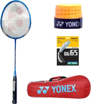 

Yonex New Series GR777 Racket+Etec902+BG65+Kit Bag Blue Strung Badminton Racquet(G4 - 3.25 Inches, 90 g)