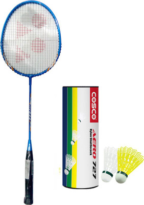 Yonex New Series GR777 Racket + Aero727 Shuttlecock Pack of 6pc Blue Strung Badminton Racquet(G4 - 3.25 Inches, 90 g)