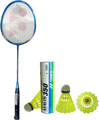 

Yonex New Series GR777 Racket + Mavis 350 (6pc) Blue Strung Badminton Racquet(G4 - 3.25 Inches, 90 g)